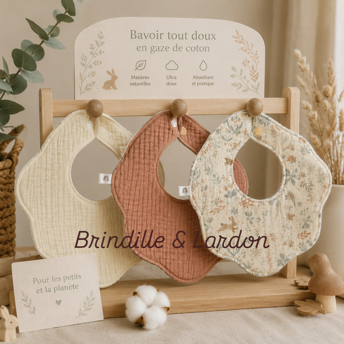 Lot de 3 bavoirs "lapin"