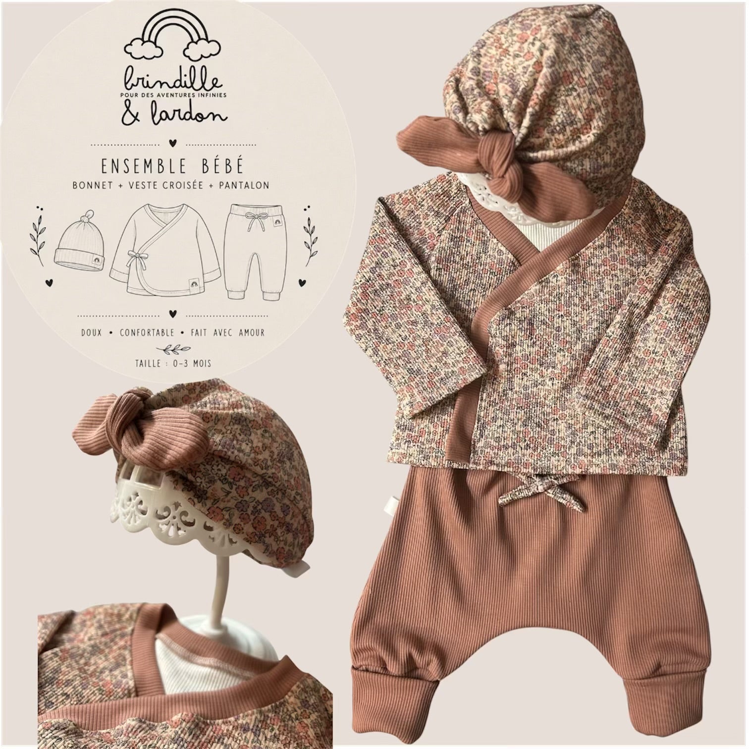 Ensemble évolutif 3 pièces - t.0/3m