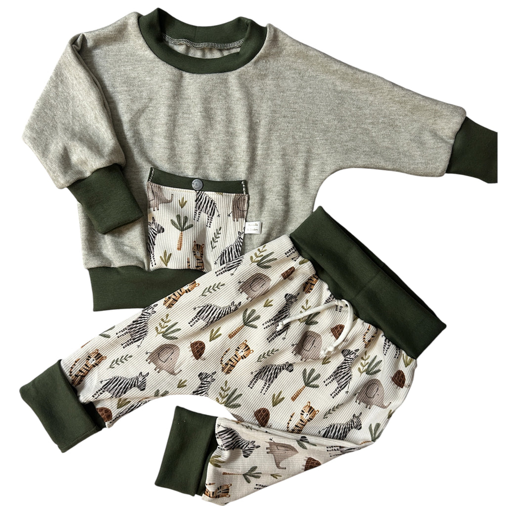 🌿 Ensemble évolutif Safari – Taille 6 mois 🦓🦁