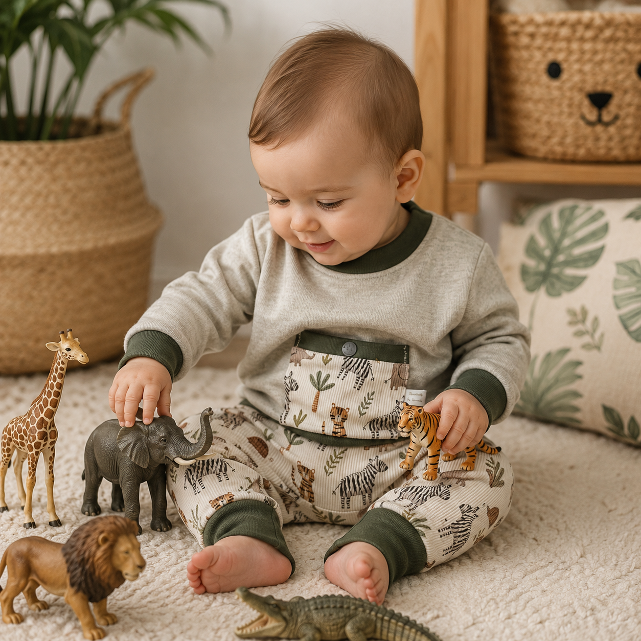 🌿 Ensemble évolutif Safari – Taille 6 mois 🦓🦁