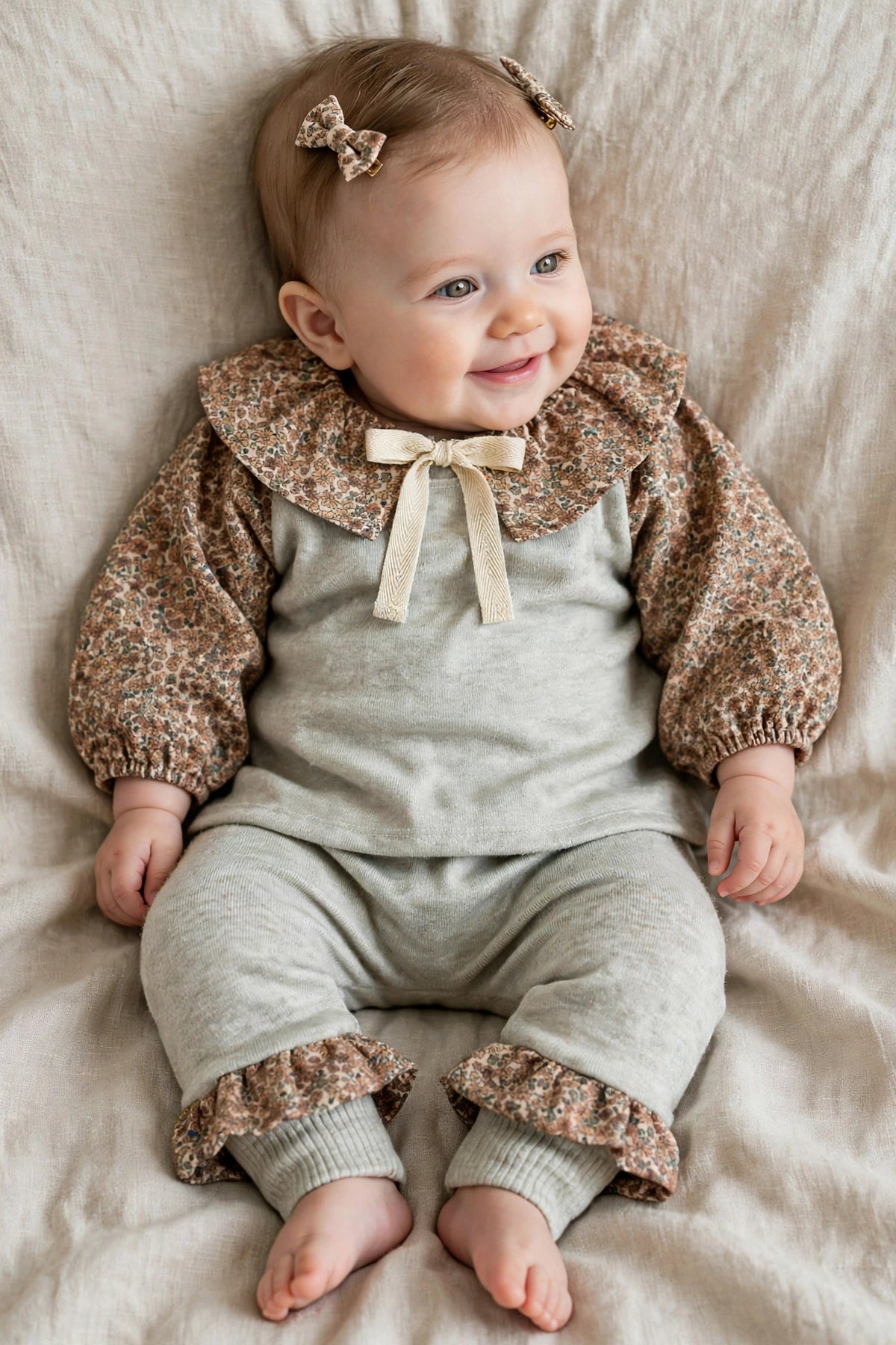 Ensemble t.6mois - pull, sarouel, col
